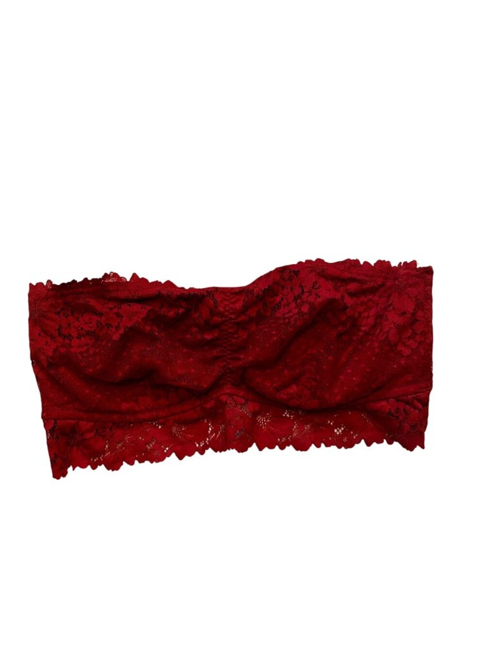 Auden Womens Size Large Red Strapless Lace Bandeau Bra 1997